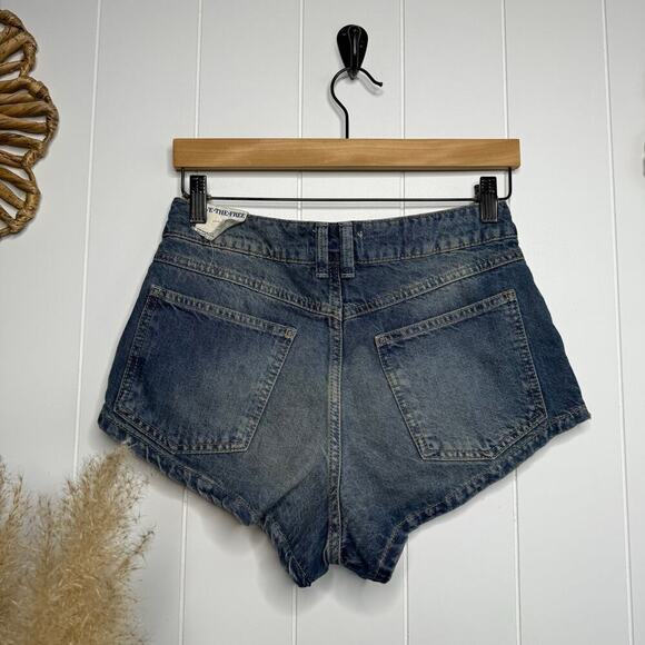 Free People shorts 25 denim high rise boho cotton jeans - Picture 5 of 8